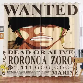 Мультяшные занавески Monkey D Luffy Gear 5 One Piece Cute Printing Home Curtains Living Room Bedroom Heat and Sun Protection 100x140cm