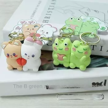 Мультяшные животные, животные, пара, подвески, металлический медведь, кролик, брелок, сумка, украшение для девочек style A