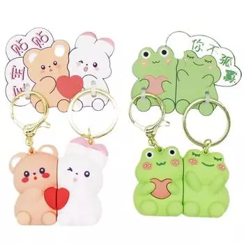 Мультяшные животные, животные, пара, подвески, металлический медведь, кролик, брелок, милая пара style B