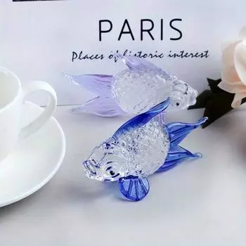 Мультяшные золотые рыбки, украшения, милые миниатюры животных, забавная хрустальная золотая рыбка, статуэтка ресторана белый