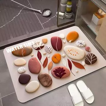 Мультяшный 3D-эффект каменной двери противоскользящий коврик диатомовая грязь дверной коврик ванная комната туалет впитывающий коврик для ног 30*40cm