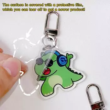 Мультяшный акриловый динозавр брелок кавайный динозавр периферийная игрушка рюкзак кулон игрушка подарок светло-зеленый