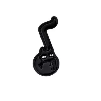 Мультяшный эмалевый значок с черным котом, Мурлыкающий котенок, Брошь-нота, Ювелирное изделие, Значок кота с пианино, Юбки Style A