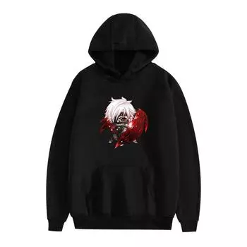 Мультяшный аниме-принт модный повседневный свитер с капюшоном XS