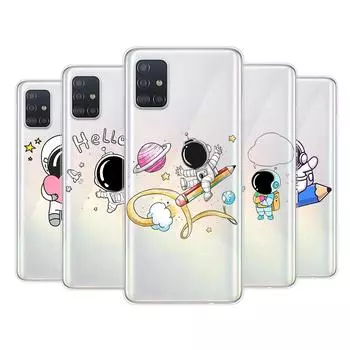 Мультяшный астронавт для Samsung Galaxy A01 A11 A12 A22 A21S A31 A41 A42 A51 A71 A32 A52 A72 A02S мягкий чехол для телефона Samsung A01Core