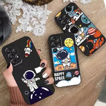 Мультяшный астронавт милый комикс для Samsung Note 20 10 Ultra Plus A31 A14 A12 A70 A34 A25 A04 A05 A15 A24 5G черный чехол для телефона TPU Samsung Note 10 Lite