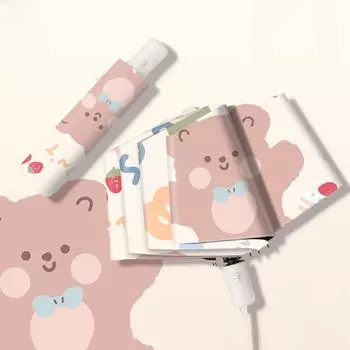 Мультяшный автоматический зонт с защитой от ультрафиолета: Складной солнцезащитный козырек двойного назначения для солнечных и дождливых дней.