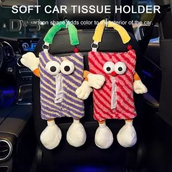 Мультяшный автомобильный держатель для салфеток, крепление на подголовник, большая емкость, мягкий нечеткий универсальный внедорожник, грузовой автомобиль, автомобильный чехол для салфеток, подвесная сумка, автомобильные принадлежности розовый