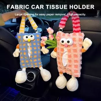 Мультяшный автомобильный держатель для салфеток, крепление на подголовник, большая емкость, мягкий нечеткий универсальный внедорожник, грузовой автомобиль, автомобильный чехол для салфеток, подвесная сумка, автомобильные принадлежности синий