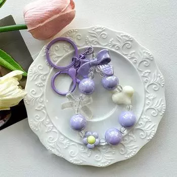 Мультяшный бант сердце бисерная телефонная цепочка красочный брелок кулон для женщин девочек универсальный рюкзак украшения аксессуары подарки