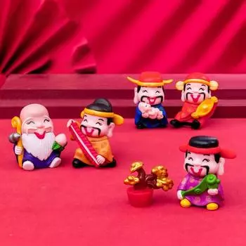 Мультяшный Бог богатства украшения китайский стиль декоративная статуэтка бога удачи мини ПВХ стол богатство украшение