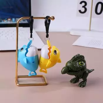 Мультяшный брелок-подвеска в виде акулы с укусом и цепочкой для школьного портфеля, декор для подвески, милый брелок в виде акулы с усадочной веревкой и рыбой синий