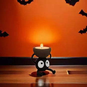 Мультяшный брикет эльф призрак подсвечник 3D печатный подставка для свечей подсвечник центральный элемент настольное украшение орнамент чёрный