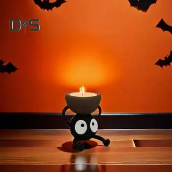 Мультяшный брикет эльф призрак подсвечник 3D печатный подставка для свечей подсвечник центральный элемент настольное украшение орнамент чёрный