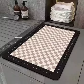 Мультяшный бытовой впитывающий коврик для ванной комнаты, нескользящий коврик для унитаза, шахматная доска, дверь в ванную, диатомовая грязь, быстросохнущий коврик 40x60cm
