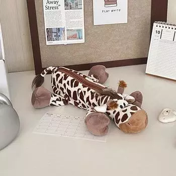 Мультяшный чехол для ручки в виде слона и льва, плюшевый чехол для детской школьной сумки, вместительная сумка для хранения канцелярских принадлежностей для подарка ребенку