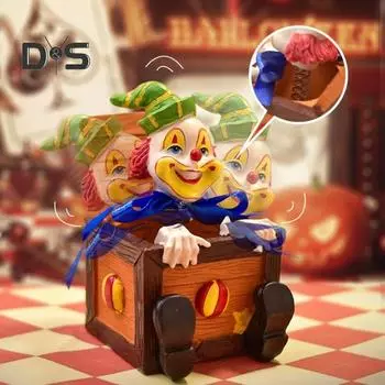 Мультяшный цирковой клоун, фигурка весеннего клоуна в коробке, подарочный пакет из бочки, статуэтка клоуна из смолы, украшение для домашнего офиса, рабочего стола, украшение C