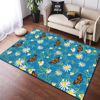 Мультяшный цветок красивый ковер для гостиной большой ковер черный мягкий ковер украшение дома коврики бохо ковры 40x60cm(15x23 in)