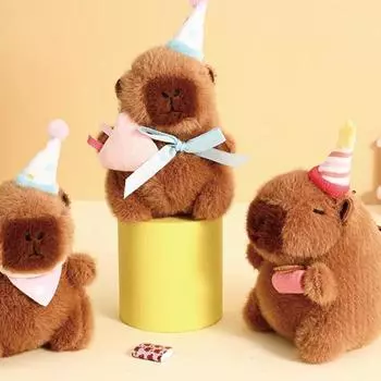 Мультяшный день рождения капибара плюшевый брелок подвеска мягкие игрушки брелок кавайный рюкзак украшения аксессуары подарки