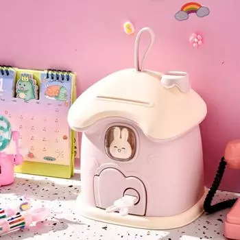 Мультяшный денежный банк, милый орнамент, креативный детский копилка, горшок для хранения денег, подарок для мальчиков и девочек синий