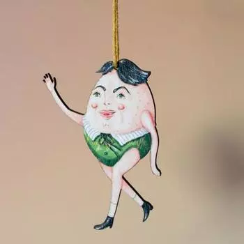 Мультяшный деревянный кулон плоский Яйцо Человек подвесное украшение длинноногая фигурка яйца