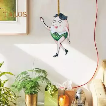 Мультяшный деревянный кулон плоский Яйцо человек подвесное украшение длинноногая фигурка яйца украшение для брелка рюкзак автомобиль зелёный