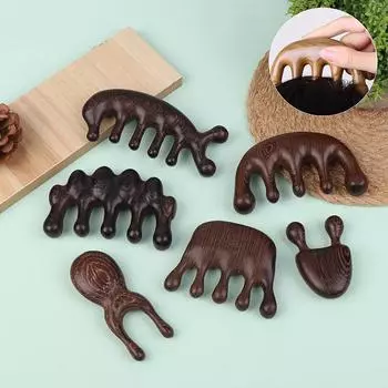 Мультяшный деревянный массаж головы и головы, массаж глаз Гуаша, тело, украшение, многофункциональный меридиональный гребень, уход за телом A5