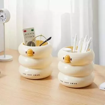 Мультяшный держатель для ручек, ящик для хранения карандашей, студенческий настольный офисный канцелярский товар, многофункциональный органайзер для кистей для макияжа
