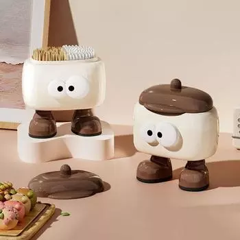 Мультяшный держатель для ватных палочек 2 сетки держатель для ватных дисков многофункциональный настольный диспенсер для ватных палочек кофейный