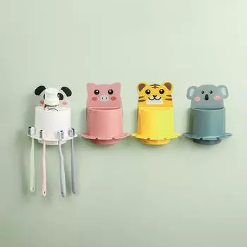 Мультяшный держатель для зубных щеток с многофункциональным держателем для зубной пасты One Size