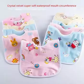 Мультяшный детский хлопковый нагрудник - моющийся, со скрытыми пуговицами для новорожденных и детей U-Shape синий