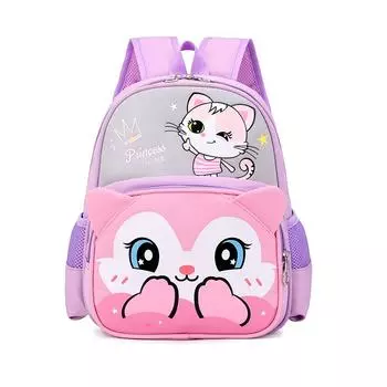 Мультяшный детский сад школьный рюкзак ультралегкий кот детский рюкзак для учеников начальной школы 1-2 класс детский школьный портфель фиолетовый