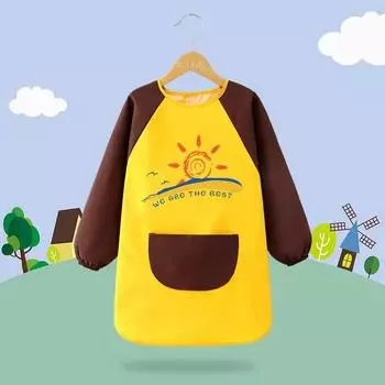 Мультяшный детский водонепроницаемый нагрудник для рисования одежда для детского сада кормление антигрязные нестираемые фартуки с длинными рукавами для девочек и мальчиков M