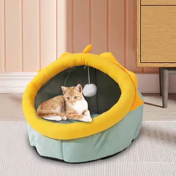 Мультяшный диван-кровать для домашних животных со съемной подушкой для дома, осень-зима, теплый, прочный, полузакрытый, для кошек M