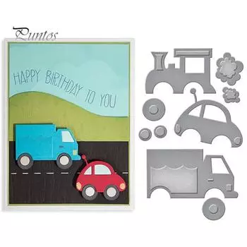 Мультяшный дизайн автомобиля, режущий штамп, детский ремесленный трафарет, бумажная карта, декор, шаблон формы серебряный