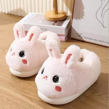 Мультяшный дизайн Feel Cotton Slippers 2024 Зимняя новая верхняя одежда Плоская подошва Плюшевая термообработка Повседневная женская обувь Тапочки на платформе 36-37 розовый