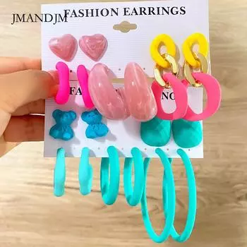 Мультяшный дизайн медведя любви, женские серьги с серебряной иглой и женским ветром, креативные детские серьги, экологически чистые серьги, сохраняющие цвет