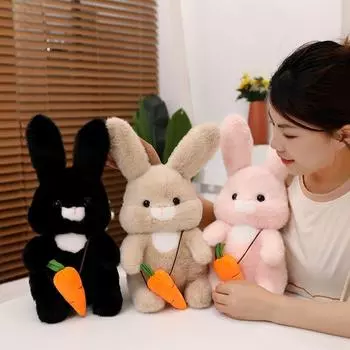 Мультяшный длинноволосый морковный кролик плюшевая кукла подушка черный коричневый розовый кролик животное плюшевая игрушка подарок на день рождения для девочки about 30cm
