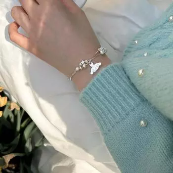 Мультяшный двойной браслет на все тело 925 пробы стерлингового серебра ниша свет роскошь Mori девушка ювелирные изделия подарок на день рождения интернет знаменитость новый 925 silver