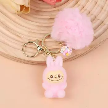 Мультяшный флокированный брелок, плюшевая кукла-подвеска, милая плюшевая кукла, подвеска для рюкзака, игрушки розовый