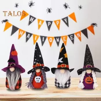 Мультяшный гном плюшевая кукла украшение на Хэллоуин гномы клетчатый принт многоразовый моющийся праздничная атмосфера домашний стол фигурка украшения A