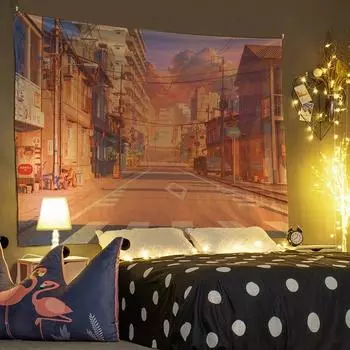 Мультяшный гобелен, украшение стены, домашний интерьер, сцена, искусство, висящий фон, ткань 100x75cm