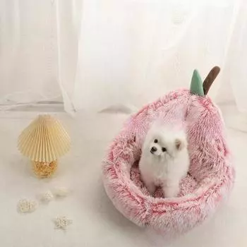 Мультяшный градиентный коврик для домашних животных с плюшевой спинкой в форме груши для кошек и собак, теплый зимний коврик для маленьких и средних собак M: 50 * 50 * 25CM