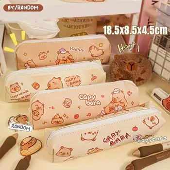 Мультяшный холст Капибара Панда Кролик Пенал Милый Креативный Канцелярский Ящик Большая Вместимость Пенал Школьные Принадлежности