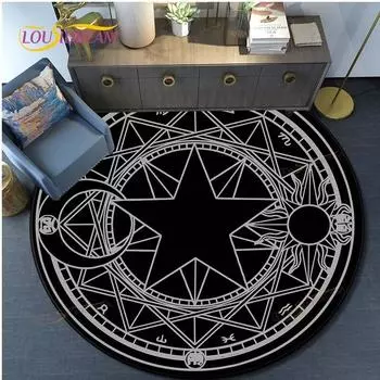 Мультяшный игровой коврик, карточный захватчик Сакура Киномото, магический круг, коврики-головоломки, детский круглый ковер 60cm