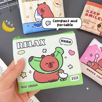 Мультяшный Капибара кошелек для монет милый кошелек портативный водонепроницаемый мини сумка для хранения помада ключ наушники органайзер для детей подарок as the picture