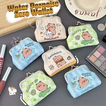 Мультяшный Капибара ПУ кошелек для монет милый кошелек портативная мини сумка для хранения помада ключ наушники органайзер для детей подарки as the picture