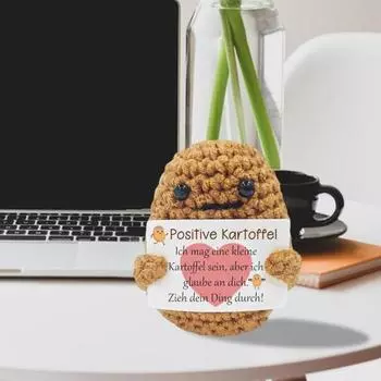 Мультяшный Картофельный Орнамент Вязаный Крючком Мягкий Эластичный Без Деформации Вдохновляющие Слова Позитивные Мини Забавные Эмоциональная Поддержка Картофель Плюшевая Кукла Кулон C