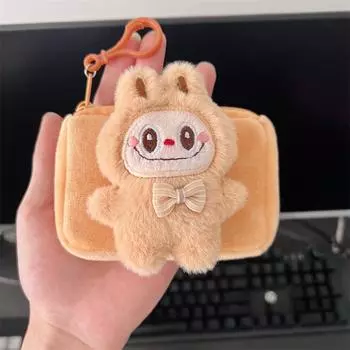 Мультяшный кошелек для мелочи с кроликом, кошелек для карт, милый с брелоком, подвесная сумка, мини-маленькая сумка, портативный, для ношения на поясе Without pearl chain + individually packaged