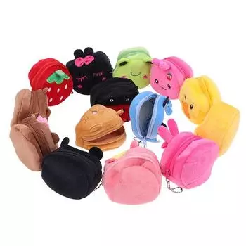 Мультяшный кошелек для монет на молнии, плюшевый трехмерный кошелек для монет, сумка для наушников, кошелек, сумка, держатель ключей для детей зелёный